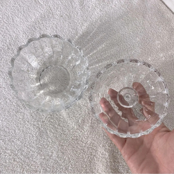 Vintage Deli Qing Ping Guo Green Apple Clear  Glass Trinket Dish & Lid - Picture 9 of 16